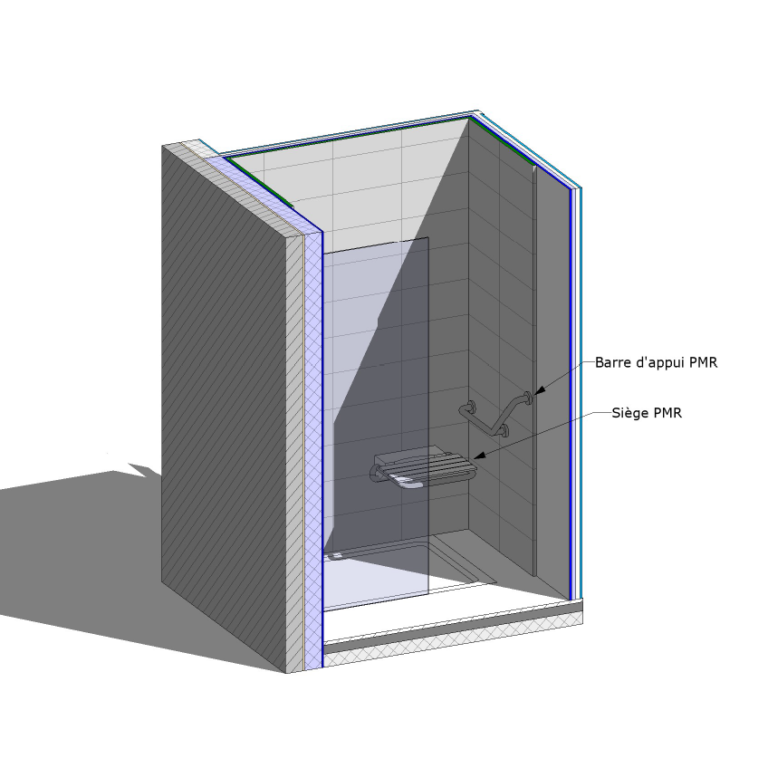 Barre d'appui et siège PMR AGOBIM